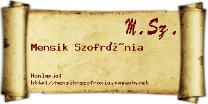 Mensik Szofrónia névjegykártya